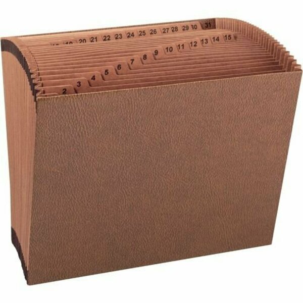 Business Source Accordion File, No Flap, 31 Pockets, 1-31, Letter, 12inx10in, Brown BSN26535